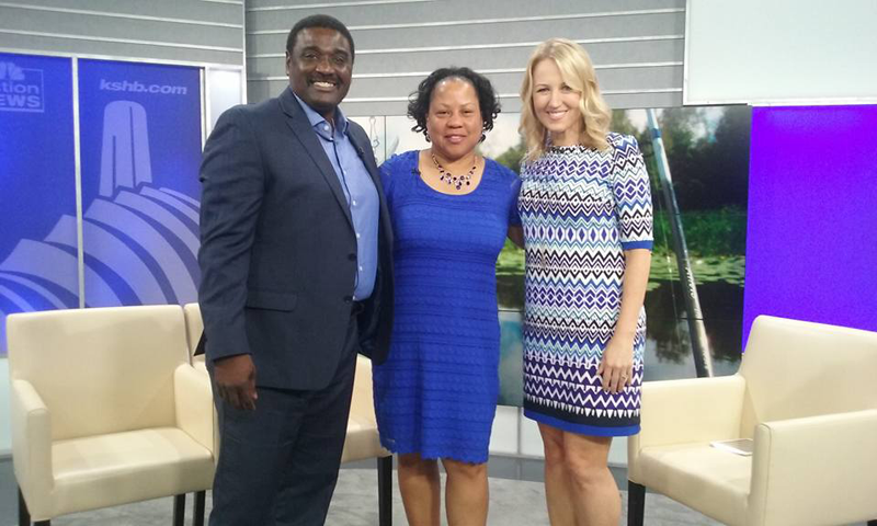 Urban Kids Fishing Derby Founders, Wayne Hubbard and Candice Price, with Kansas City Live host Michelle Davidson.